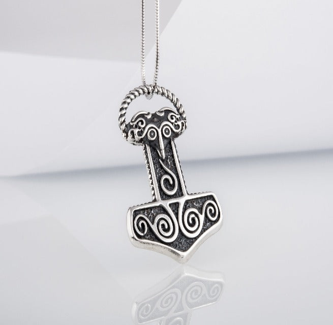 Small Thor's Hammer Pendant Sterling Silver Mjolnir Scania Island