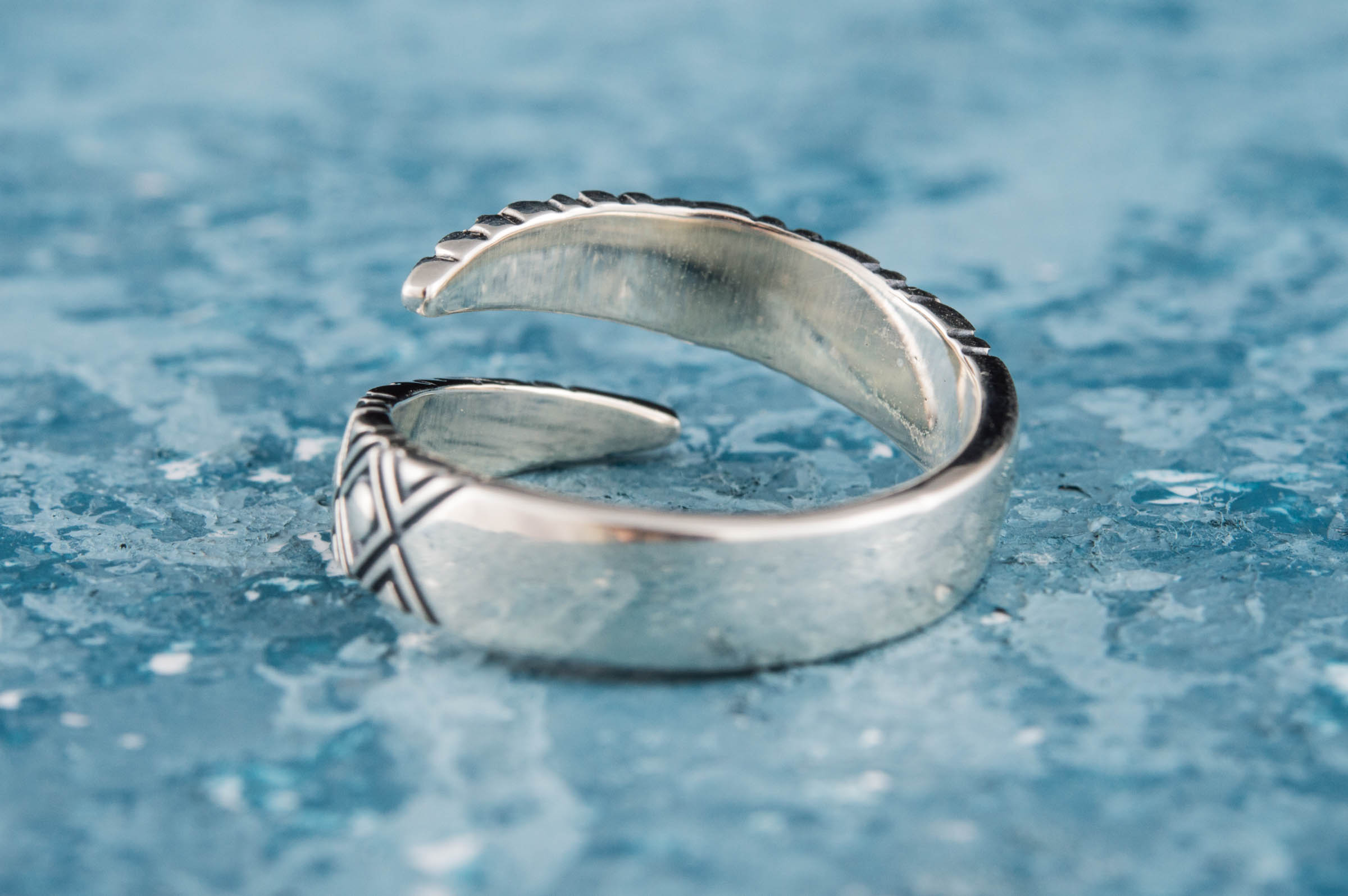 Snake Style Ring with Geometry Ornament Sterling Silver Ring