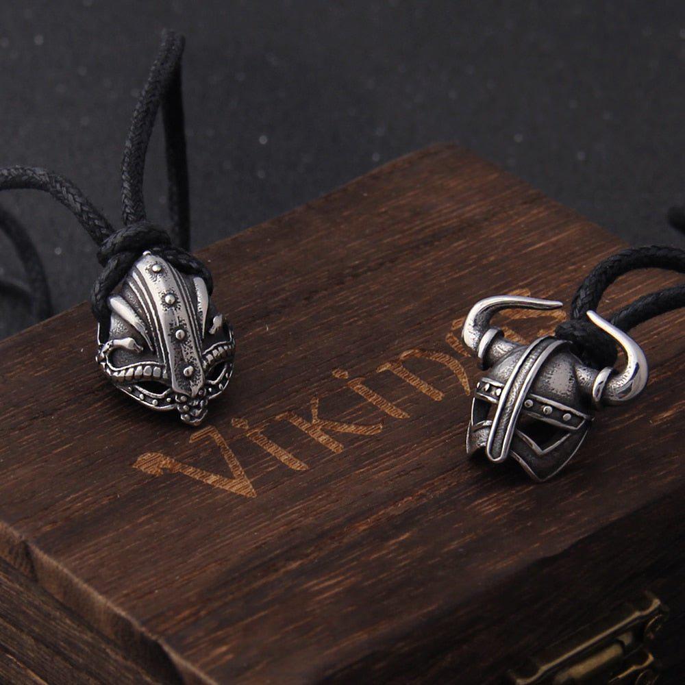 Solid Steel Viking Helm Pendant Necklace