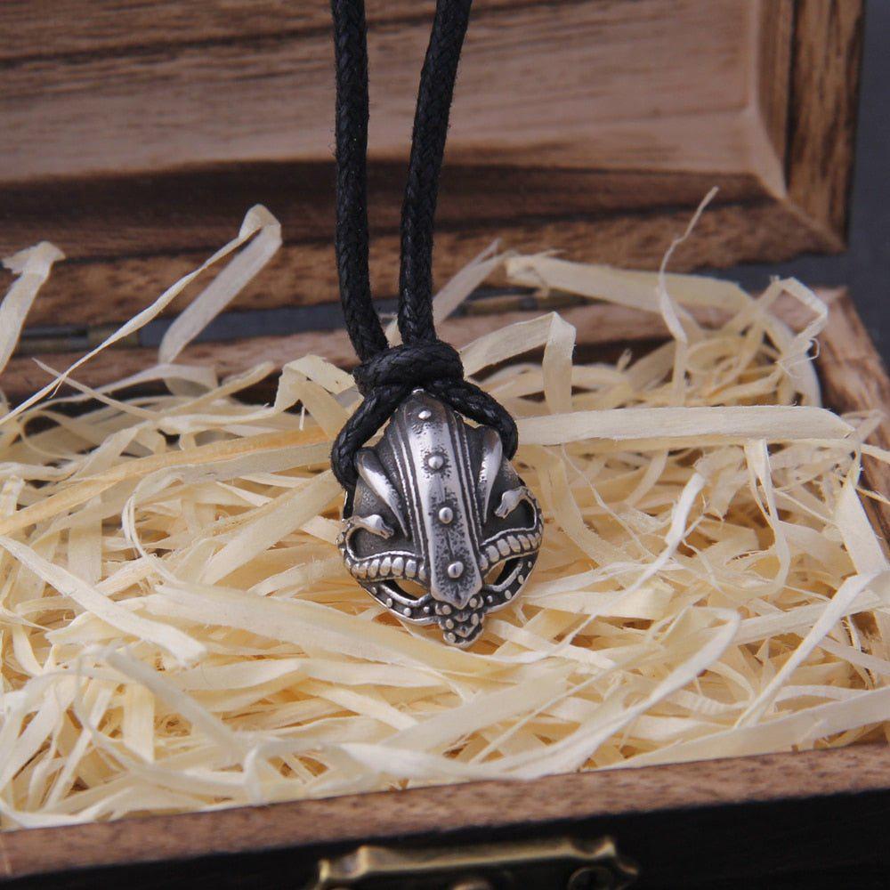 Solid Steel Viking Helm Pendant Necklace