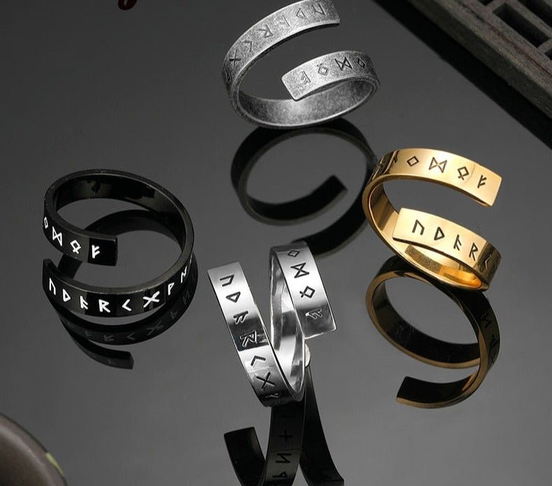 Spiral Stainless Steel Viking Rune Rings