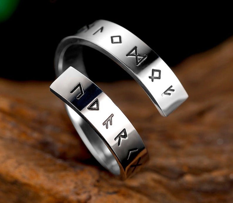 Spiral Stainless Steel Viking Rune Rings