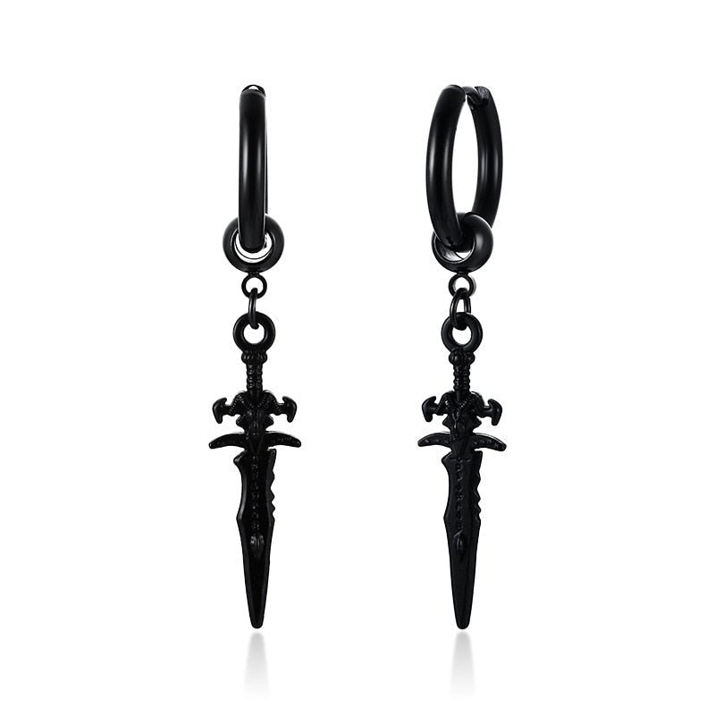 Stainless Steel Dagger Hoop Earring