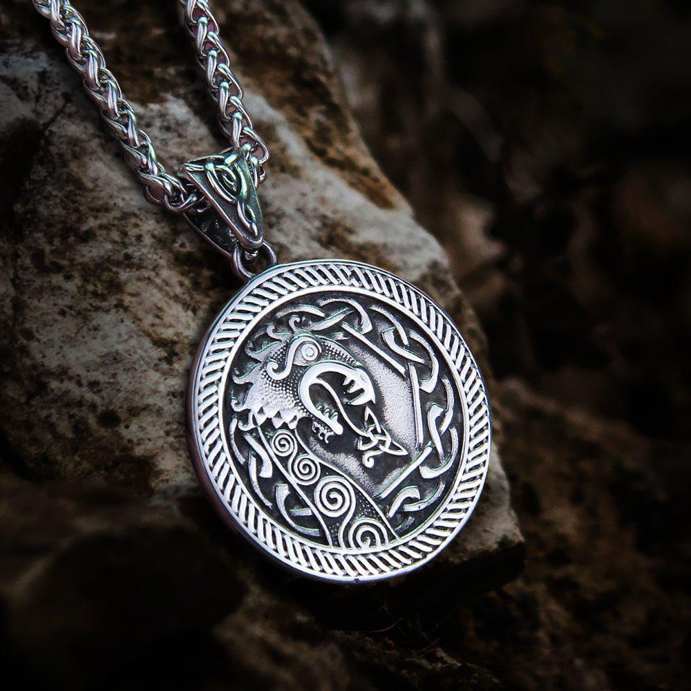 Stainless Steel Valhalla Viking Dragon Necklace