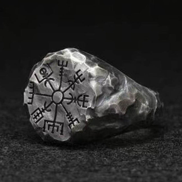 Stainless Steel Viking Compass Runic Ring