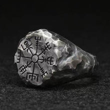 Load image into Gallery viewer, Stainless Steel Viking Compass Runic Ring
