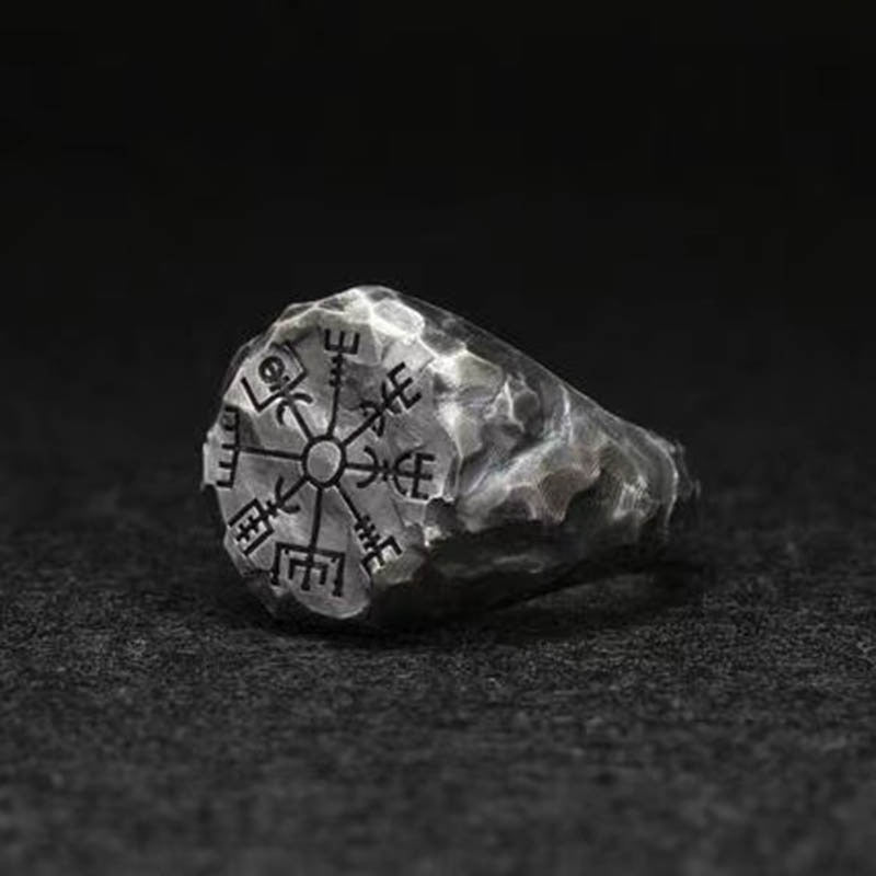 Stainless Steel Viking Compass Runic Ring