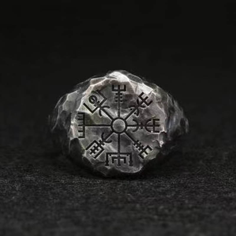 Stainless Steel Viking Compass Runic Ring