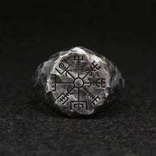 Load image into Gallery viewer, Stainless Steel Viking Compass Runic Ring
