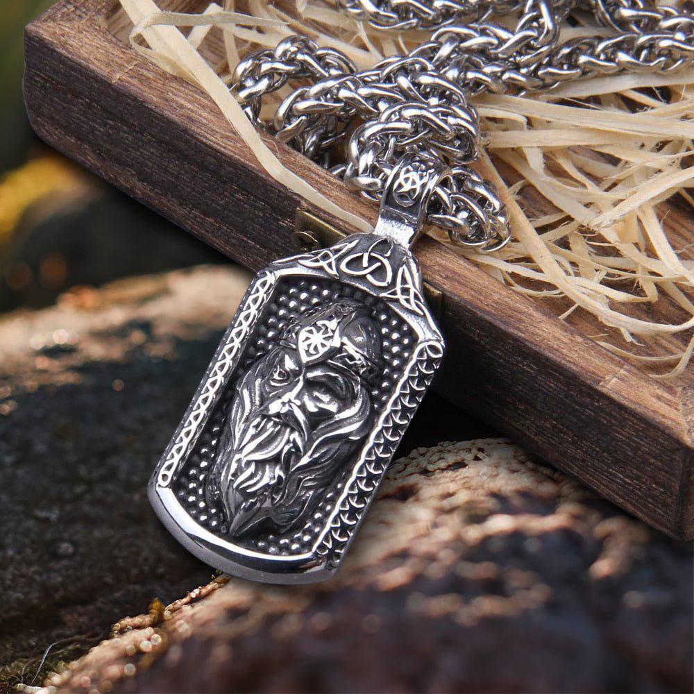 Stainless Steel Viking Odin Frame Necklace