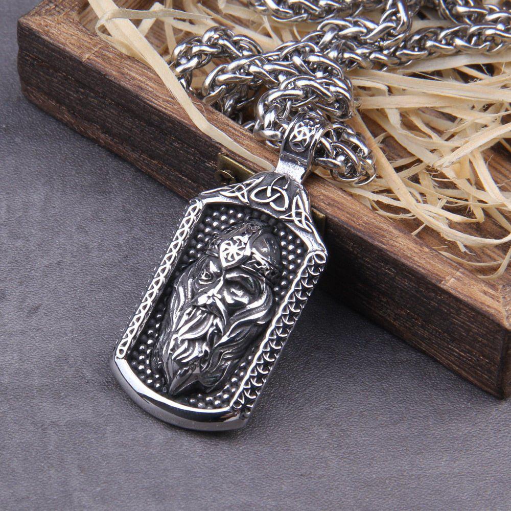 Stainless Steel Viking Odin Frame Necklace