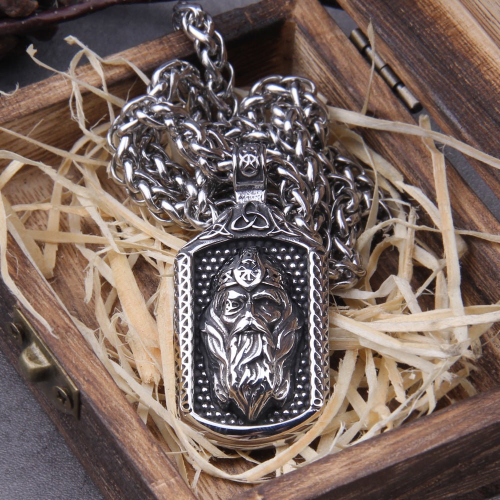 Stainless Steel Viking Odin Frame Necklace