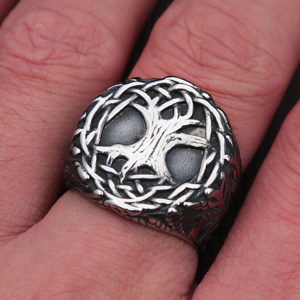 Stainless Steel Viking Tree Of Life Ring