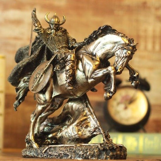 Bronze-Finished Resin Viking Warrior Statue Viking Decor