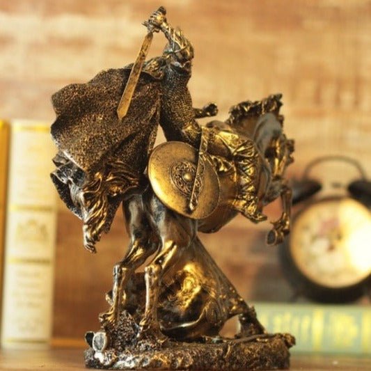 Bronze-Finished Resin Viking Warrior Statue Viking Decor