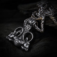 Load image into Gallery viewer, Thor Hammer With Goat Runes Necklace
