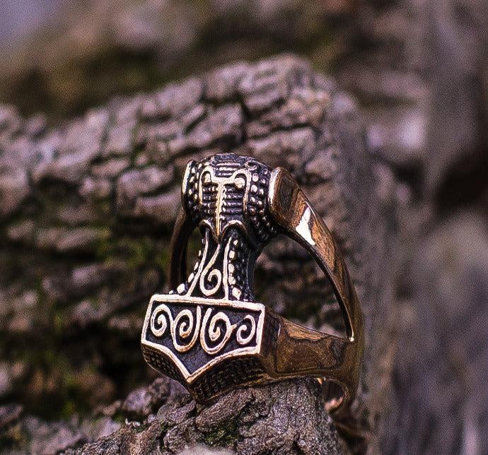 Thor's Hammer Ring Handmade in Bronze