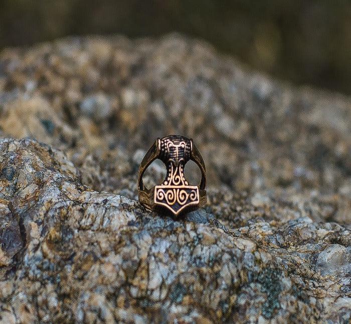 Thor's Hammer Ring Handmade in Bronze