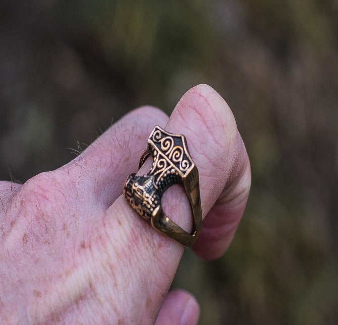 Thor's Hammer Ring Handmade in Bronze