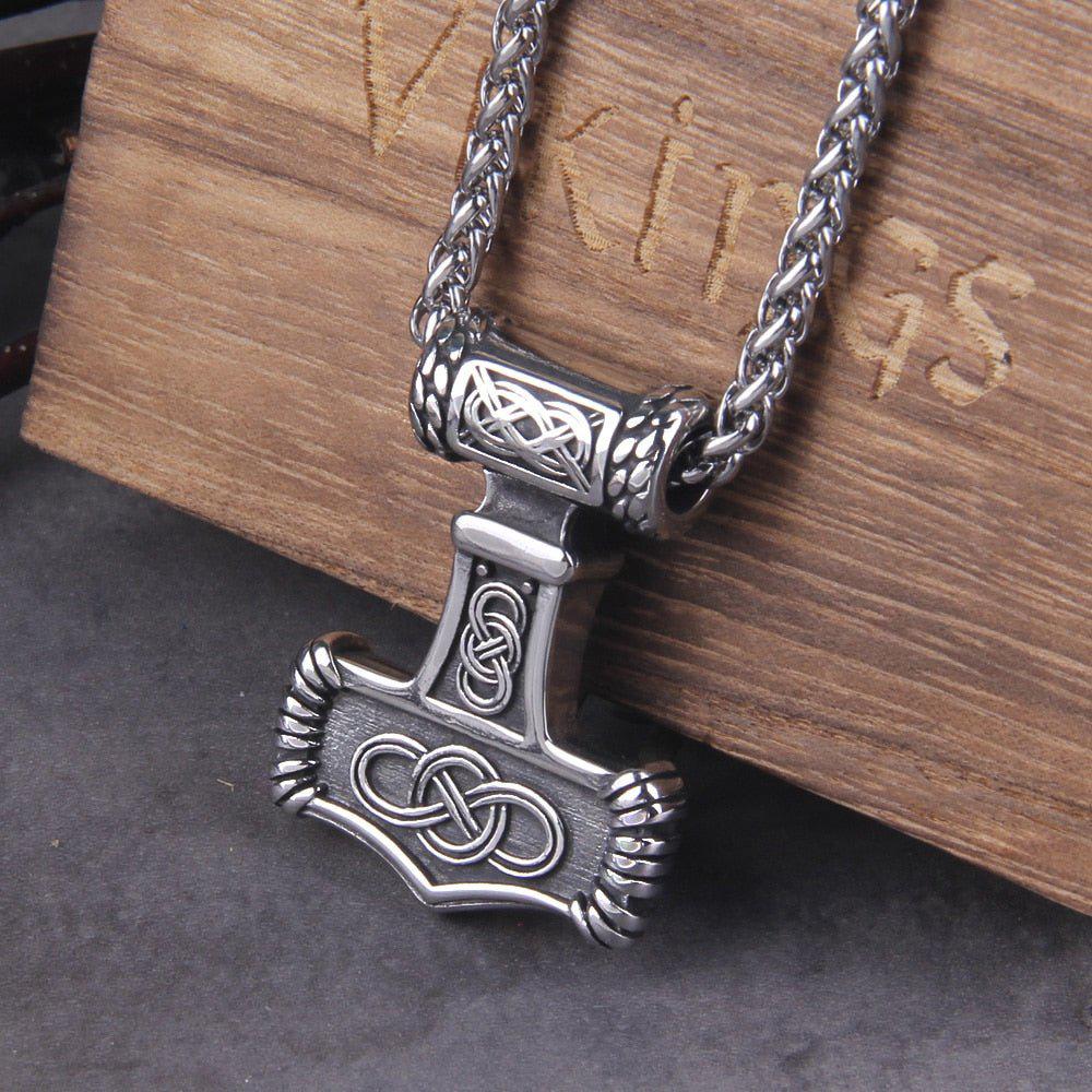 Thor’s Hammer Mjolnir Eternity Knotwork Viking Necklace