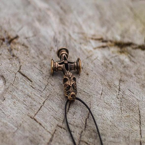 Bronze Thor's Hammer Pendant | Mjolnir, Olaf Cross or Wolf Cross Combo