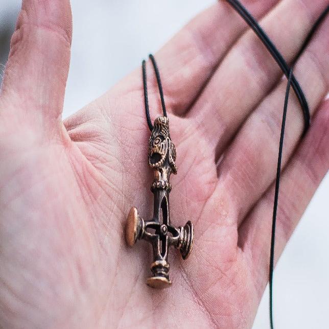 Bronze Thor's Hammer Pendant | Mjolnir, Olaf Cross or Wolf Cross Combo