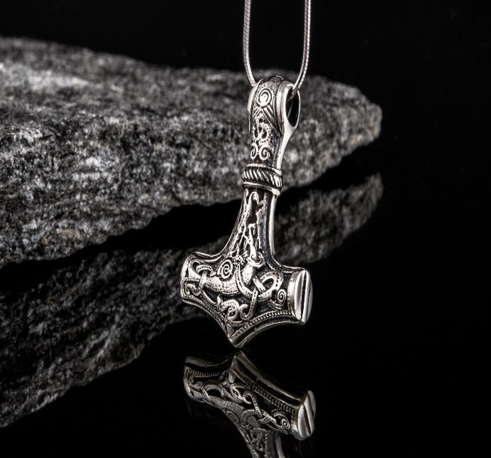 Thor's Hammer Sterling Silver Pendant | Mammen Village Mjolnir