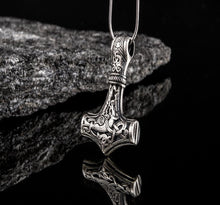 Load image into Gallery viewer, Thor&#39;s Hammer Sterling Silver Pendant | Mammen Village Mjolnir
