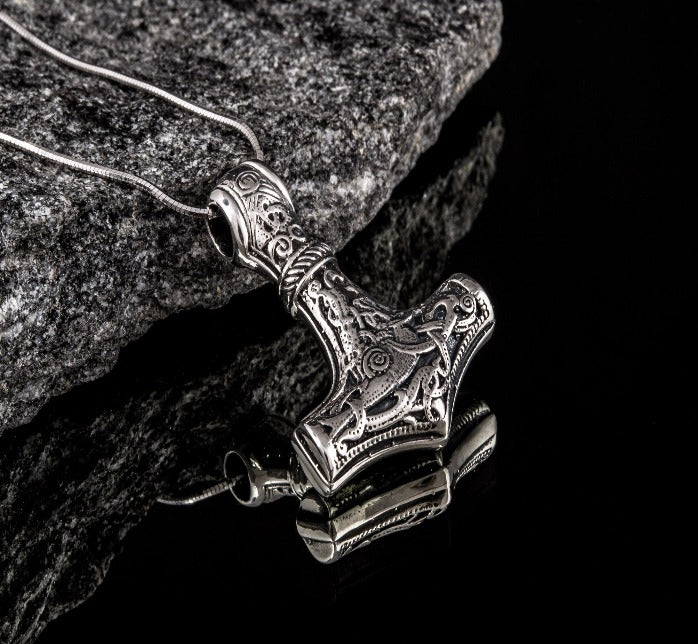 Thor's Hammer Sterling Silver Pendant | Mammen Village Mjolnir