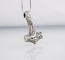 Load image into Gallery viewer, Thor&#39;s Hammer Sterling Silver Pendant | Mammen Village Mjolnir
