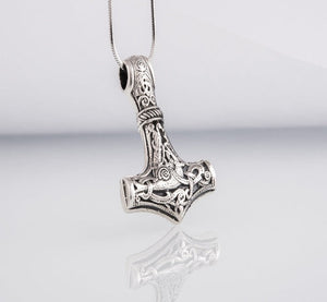 Thor's Hammer Sterling Silver Pendant | Mammen Village Mjolnir