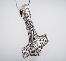 Load image into Gallery viewer, Thor&#39;s Hammer Sterling Silver Pendant | Mammen Village Mjolnir
