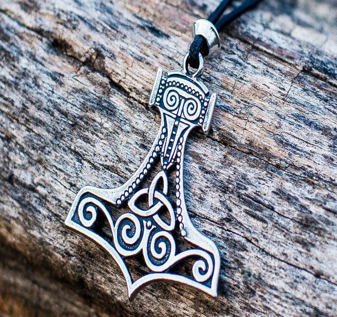 Thor's Hammer Pendant Sterling Silver Mjolnir With Ornament