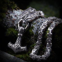 Load image into Gallery viewer, Thor&#39;s Hammer Serpent Mjolnir King&#39;s Chain Necklace
