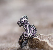 Load image into Gallery viewer, Thor&#39;s Hammer Ring Handmade in Sterling Silver Unique Viking Ring

