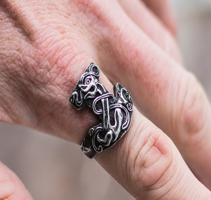 Thor's Hammer Ring Handmade in Sterling Silver Unique Viking Ring