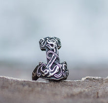 Load image into Gallery viewer, Thor&#39;s Hammer Ring Handmade in Sterling Silver Unique Viking Ring
