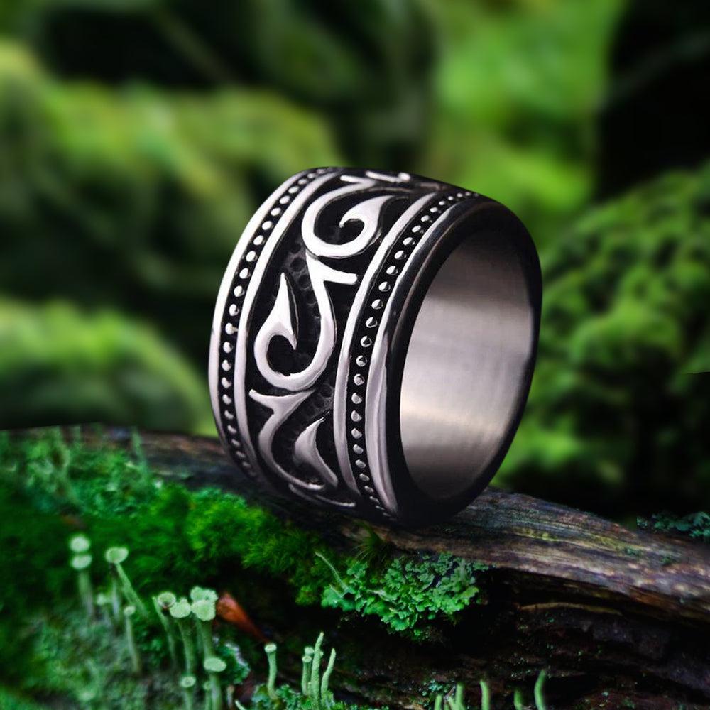 Titanium Steel Wide Nordic Viking Ring