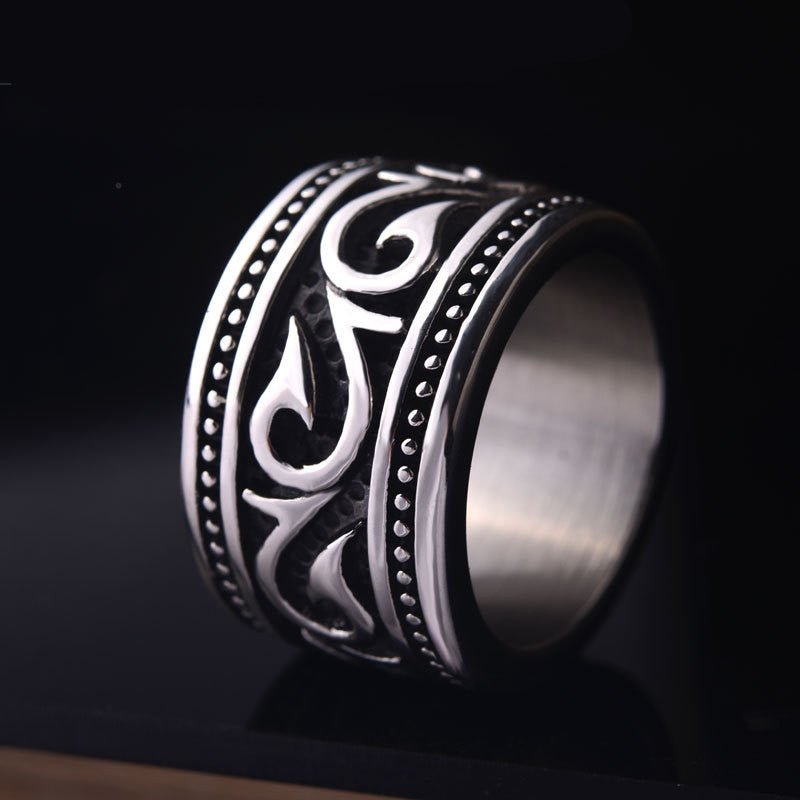 Titanium Steel Wide Nordic Viking Ring