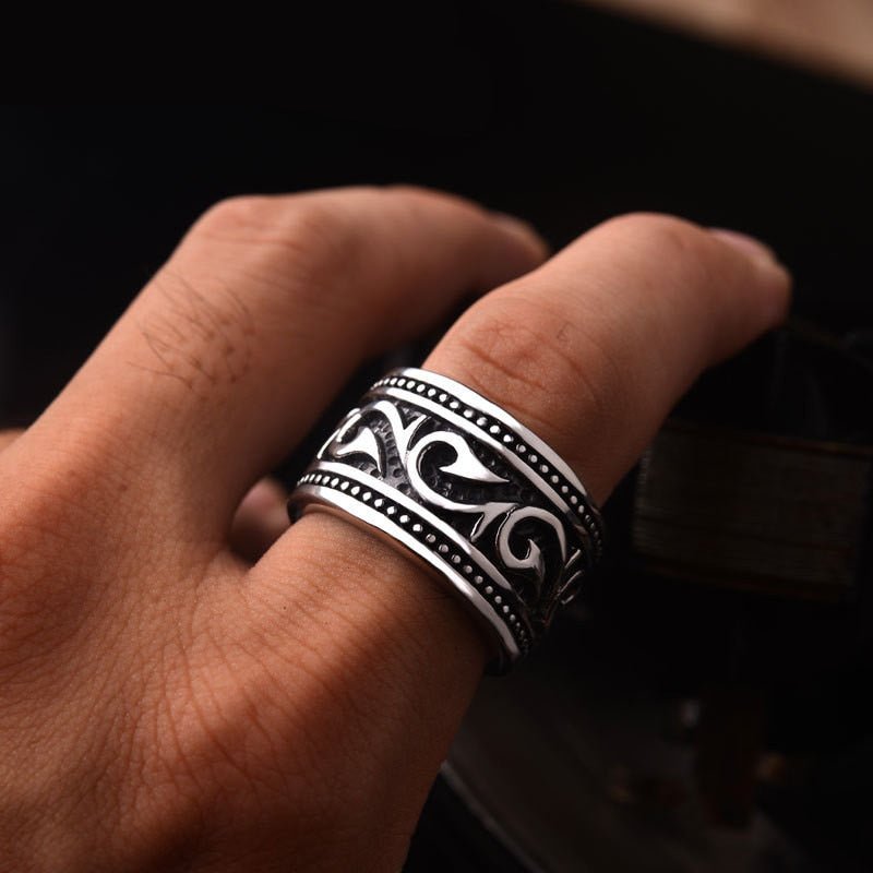 Titanium Steel Wide Nordic Viking Ring