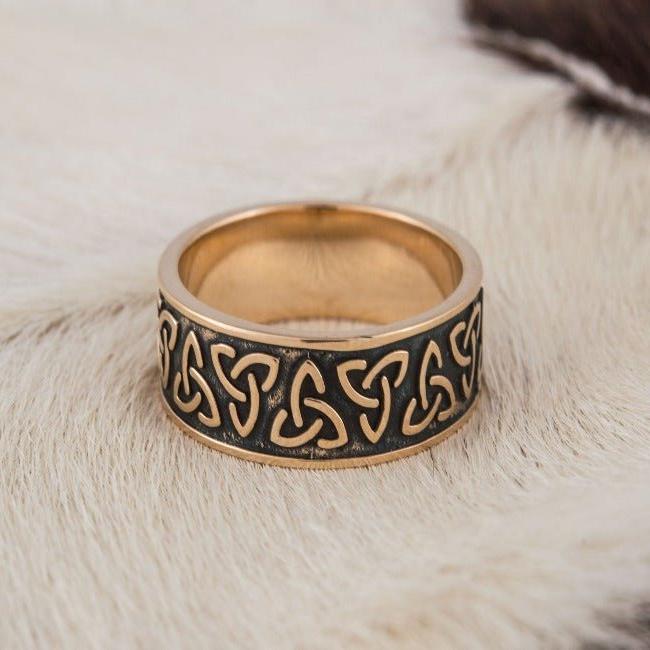 Bronze Triquetra Norse Ring | Handmade Symbolic Jewelry