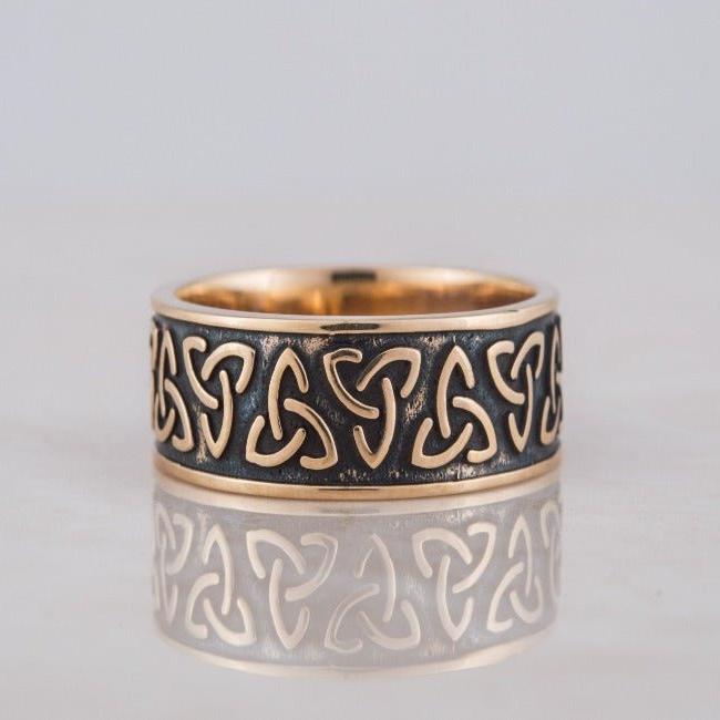 Bronze Triquetra Norse Ring | Handmade Symbolic Jewelry