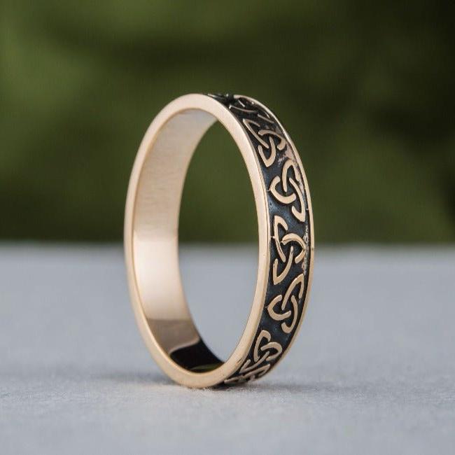 Bronze Triquetra Norse Ring | Handmade Symbolic Jewelry