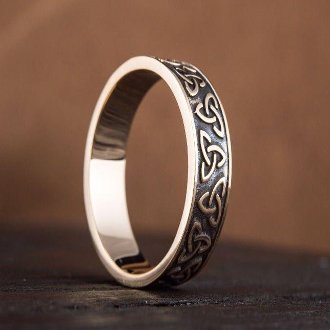 Bronze Triquetra Norse Ring | Handmade Symbolic Jewelry