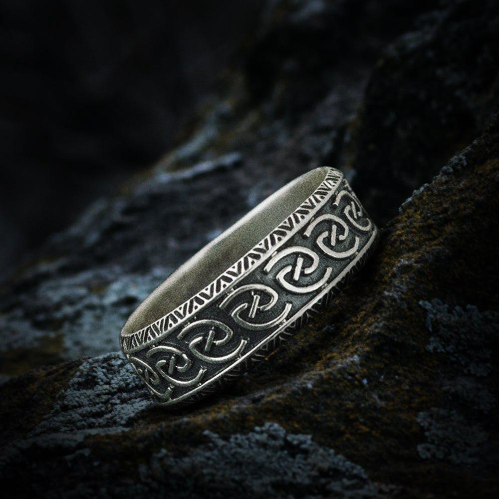 Unique Ornament Ring Sterling Silver Norse Ring