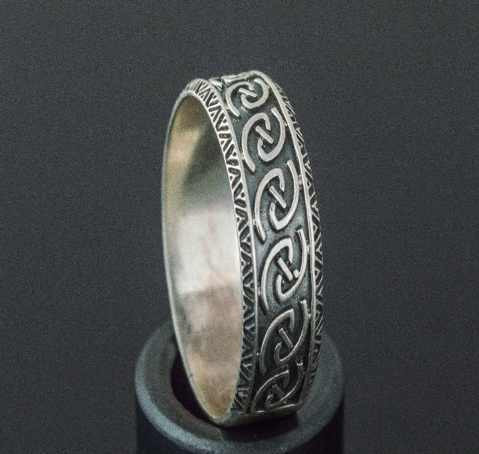 Unique Ornament Ring Sterling Silver Norse Ring