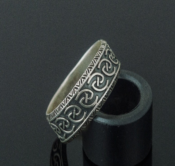 Unique Ornament Ring Sterling Silver Norse Ring