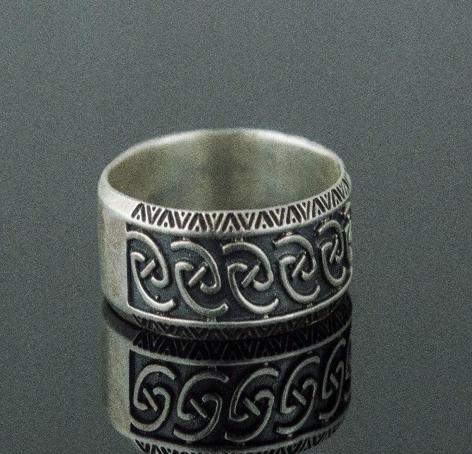 Unique Ornament Ring Sterling Silver Norse Ring