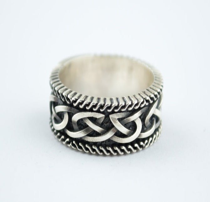 Handcrafted Unique Viking Ornament Ring | Sterling Silver Norse Jewelry