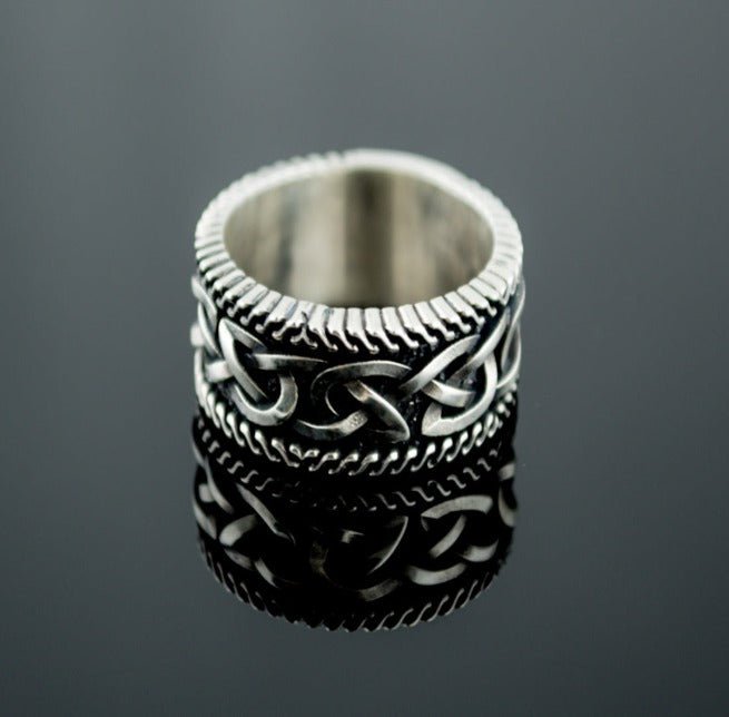 Handcrafted Unique Viking Ornament Ring | Sterling Silver Norse Jewelry